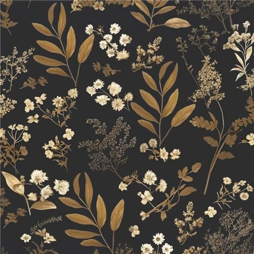 Vintage Wallpaper Peel and Stick Black Floral Wallpaper 17.5'' x 393''
